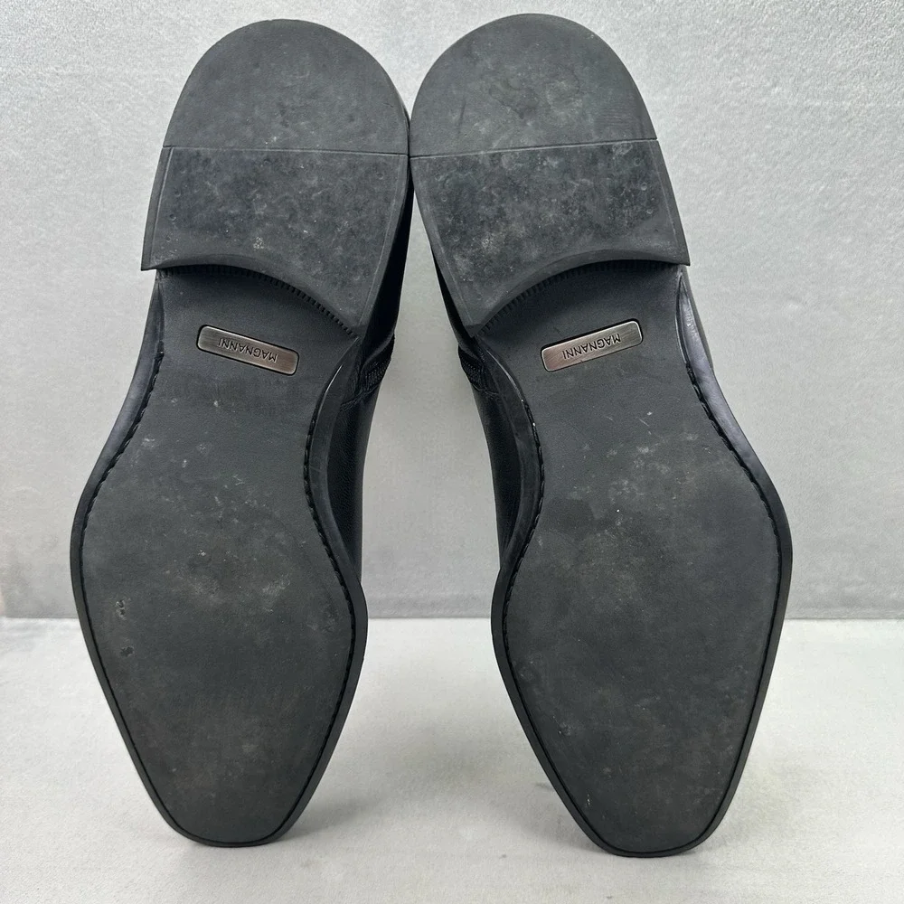 Mens Size 12 (D) Magnanni Chelsea Boots Black Leather Side Zip Handmade Spain